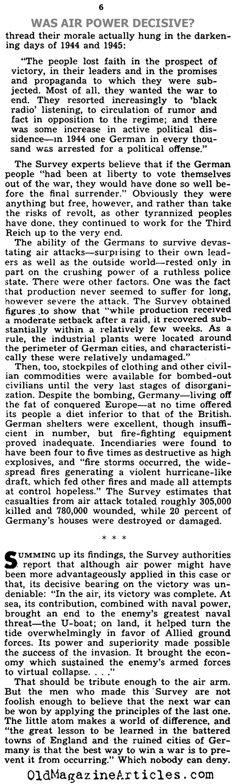 Was Allied Air Power Decisive During World War II? (Yank Magazine, 1945)